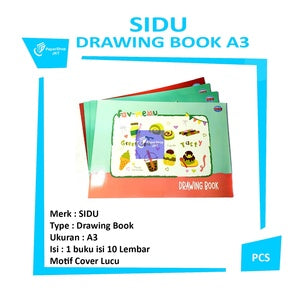 SIDU - Drawing Book / Buku Gambar Polos Putih Halus Uk. A3 Cover Lucu Random - Pcs
