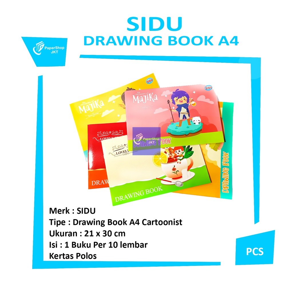 SIDU - Drawing Book A4 Buku Gambar Cover Cartoonist Kertas Putih Halus isi 10 Lembar/Buku - Pcs