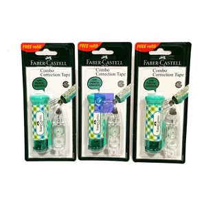 Faber Castell - Combo Correction Tape QDR-506 Cover Free Refill - Set - Hijau