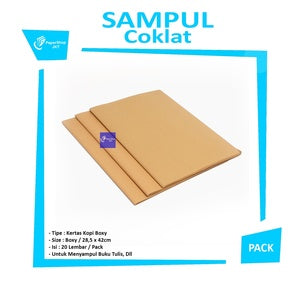 Sampul Buku Sekolah Warna Coklat/Bening Polos Variasi Ukuran Boxy ( isi 20 Lembar) - Pack - COKLAT-BOXY