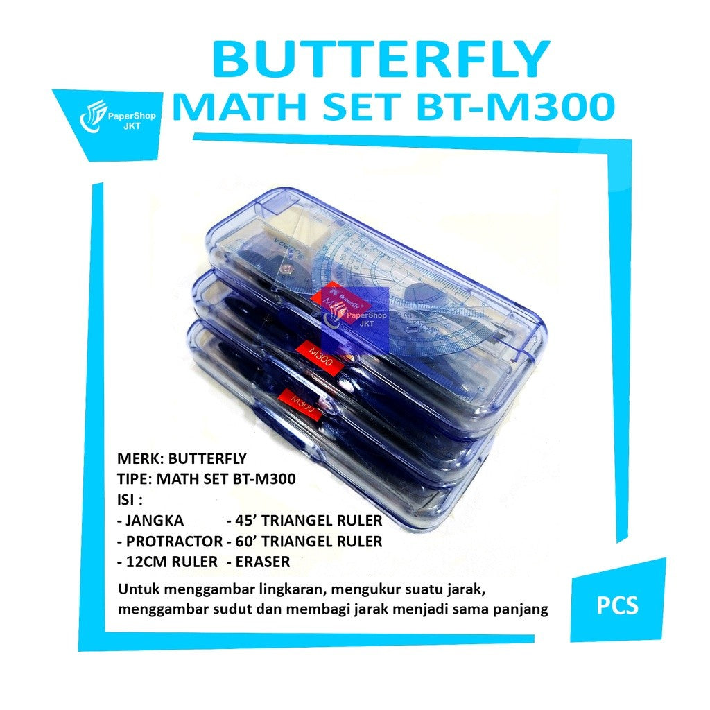 BUTTERFLY - Jangka Alat Pembuat Lingkaran Math Set BT-M300 - Set