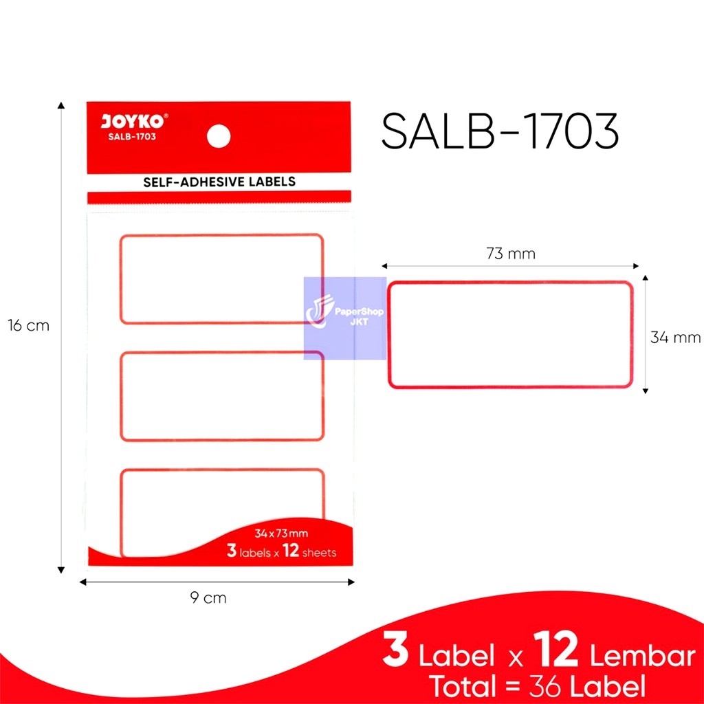 JOYKO - Self Adhesive Labels Salb 1701 - 1715 - Pad