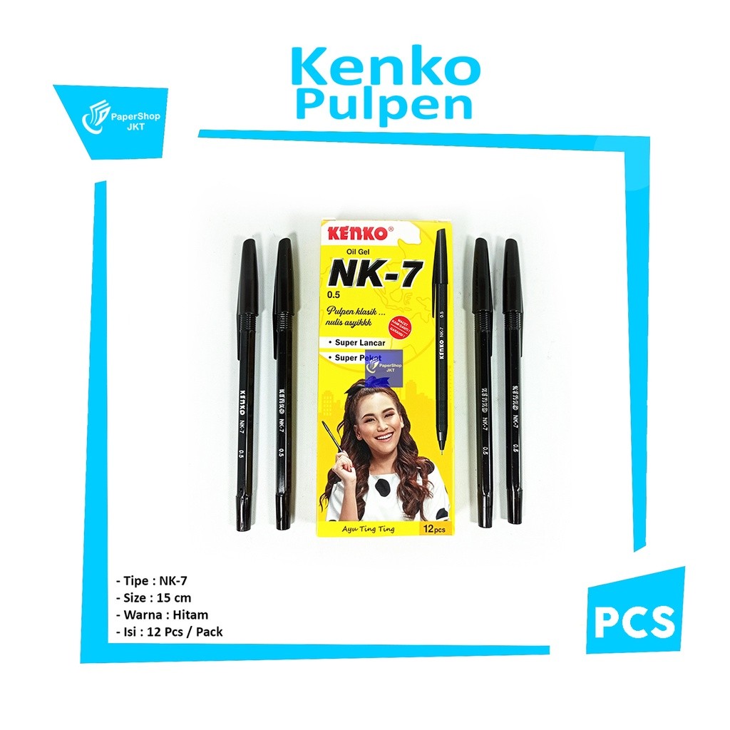 KENKO - NK-7 Pen Oil Gel Pulpen Biru - Pcs