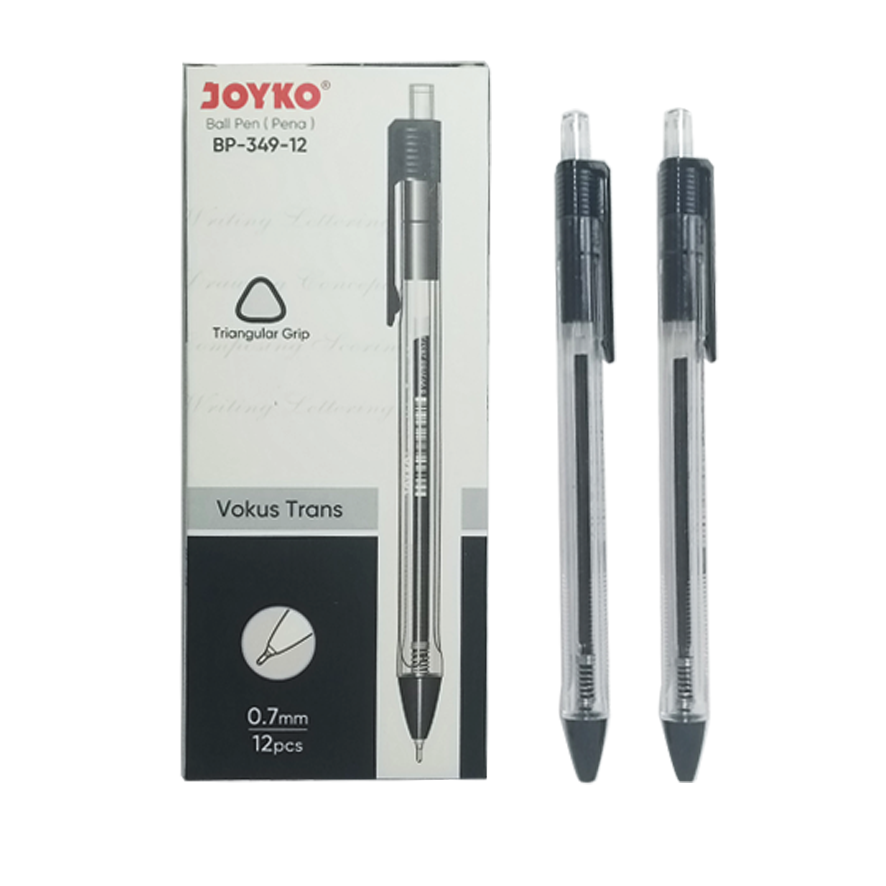 JOYKO - Ball Pen BP-349-12 Triangular Grip Vokus Trans - 12 Pcs - Lusin
