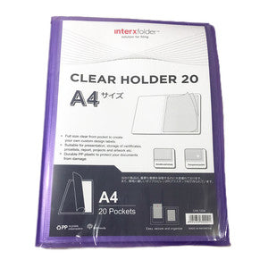 InterXFolder - Dokumen Clear Holder isi 20 Pocket A4 - PCS - Ungu