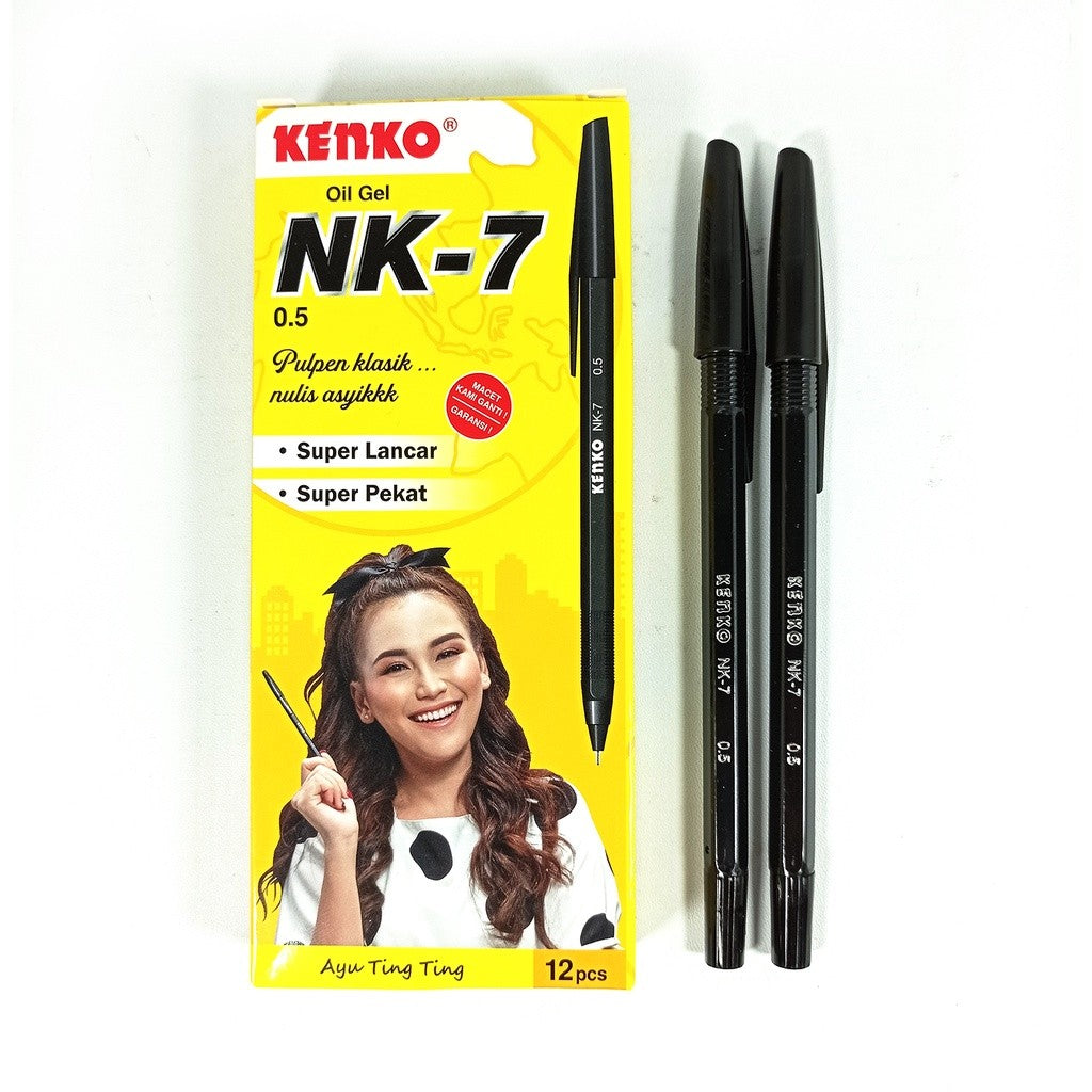 KENKO - NK-7 Pen Oil Gel Pulpen - HItam - Pcs