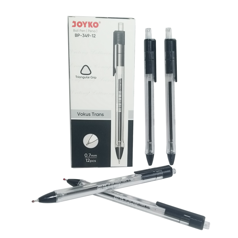 JOYKO - Ball Pen BP-349-12 Triangular Grip Vokus Trans - 12 Pcs - Lusin