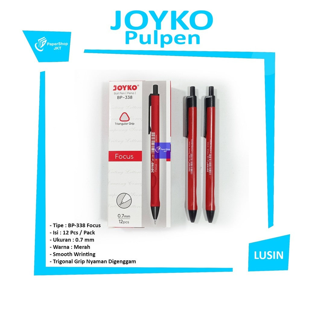 JOYKO - Pulpen Ballpen BP 338 Focus Merah - Pcs