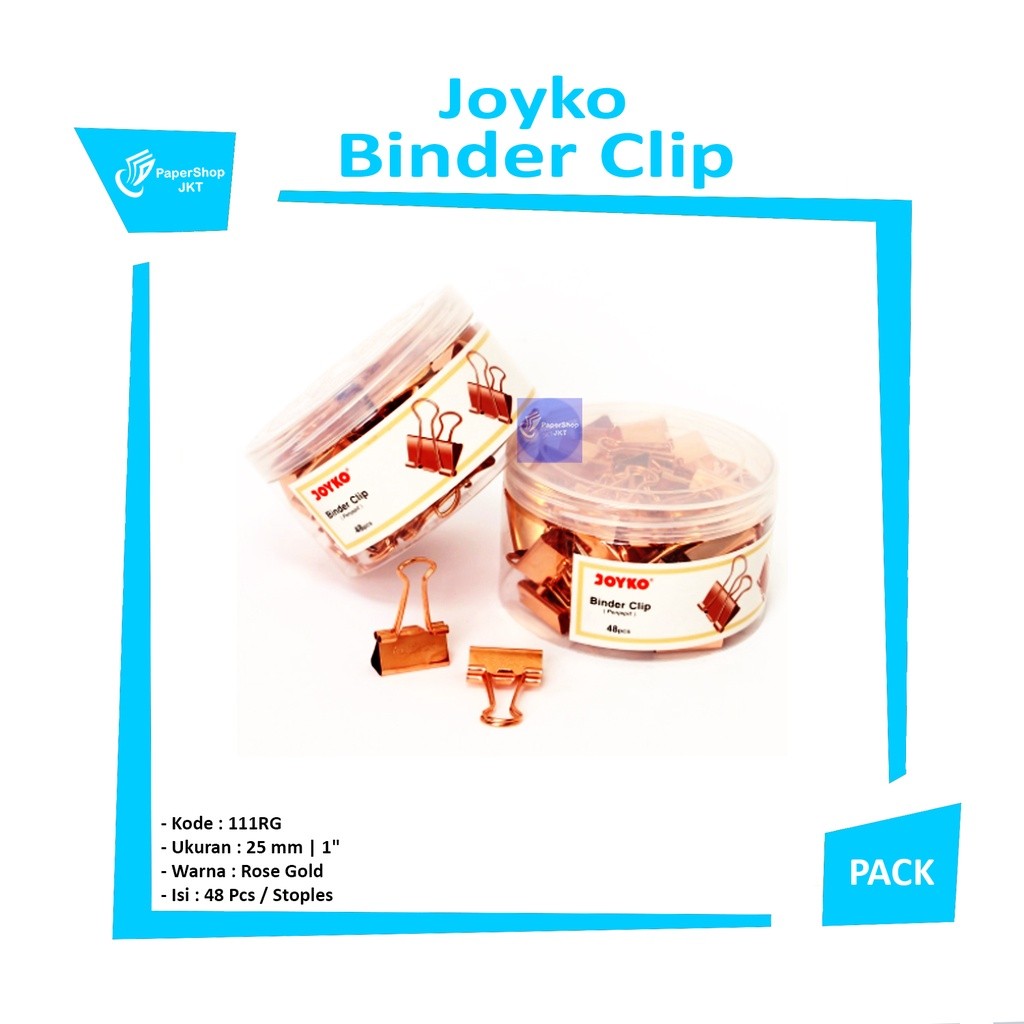 JOYKO - Binder Clip 111RG Fancy Warna Rose Gold - Drum