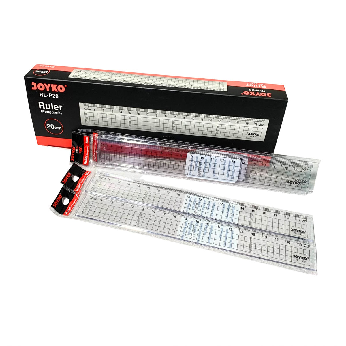 JOYKO - Penggaris Plastik Transparan RL-P20 Plastic Ruler 20 cm - PCS