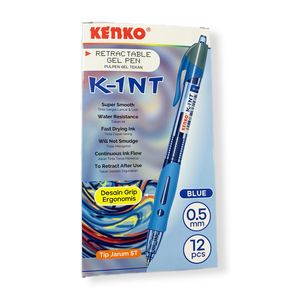 KENKO - Pulpen Varian Pena Gel Pen K1 0.5 mm Hitam dan Biru - Lusin / K-1NT / Biru