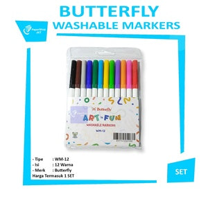 BUTTERFLY - Washable Markers WM12 - SET