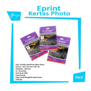 EPRINT - Kertas Foto 4R A6 260gsm Silky Gold Photo Paper 20Pembar - Pack