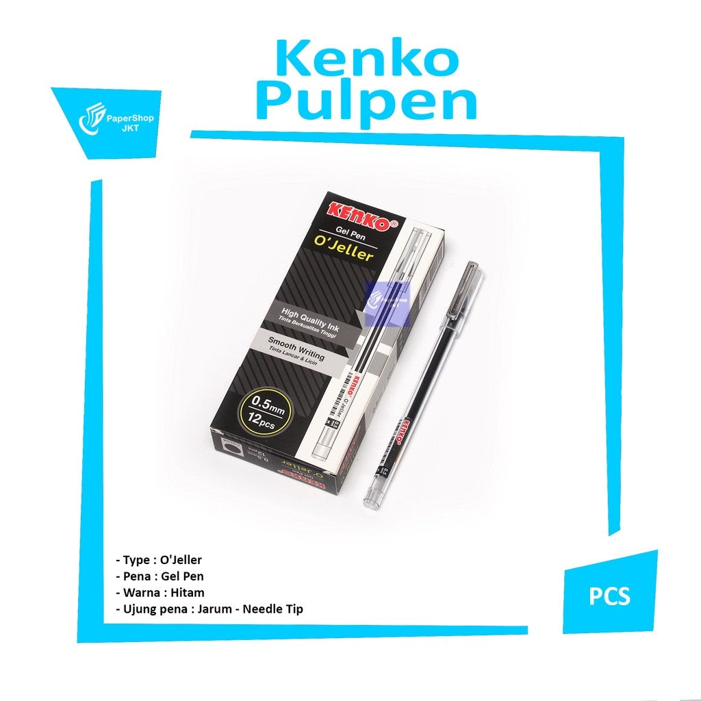 KENKO - O'Jeller 0.5mm Gel Pen Black - Pcs