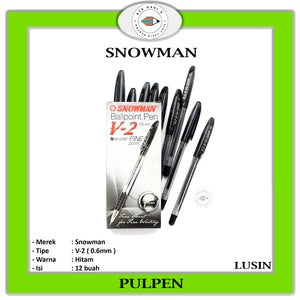 SNOWMAN - Pulpen V2 0.6MM Warna - LUSIN - HITAM