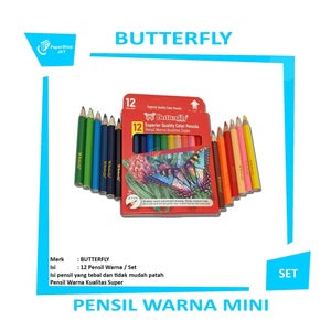 BUTTERFLY - Pensil Warna 12 Warna Mini - Set