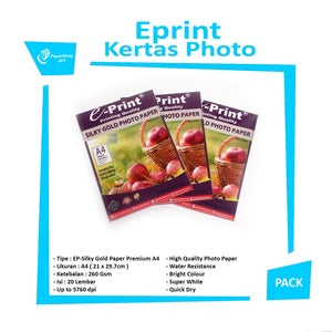 EPRINT - photo paper - silky gold paper premium a4 260gsm 20 sheets ( buah dikeranjang )
