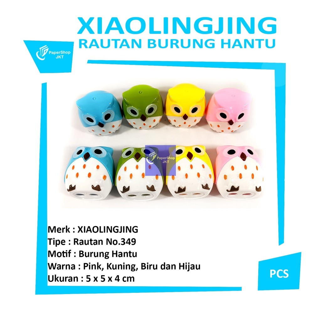 Pencil Sharpener-Rautan Lucu Motif Burung Hantu Berwarna-Per Pcs