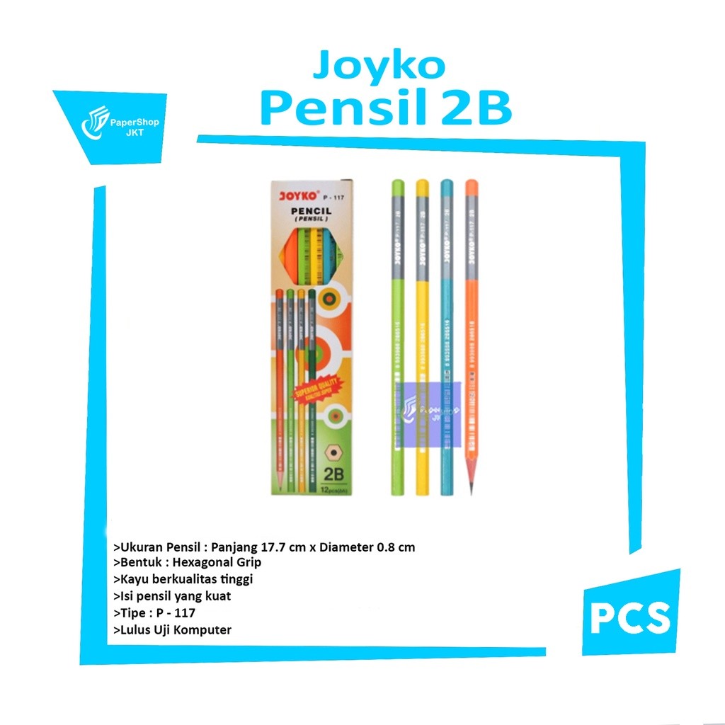 JOYKO - Pensil Tulis P-117 2B Motif Warna - Pcs