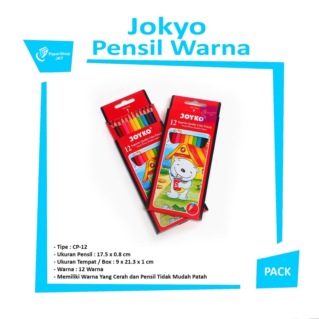 Joyko - CP-12PB Pensil Warna 12 Panjang - Pcs