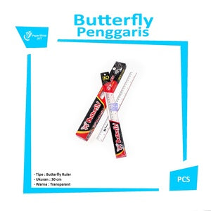 BUTTERFLY - Penggaris Plastik Ukuran 30cm - Pcs