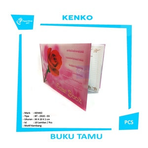 KENKO - Buku Catatan Daftar Undangan Tamu BT 2920 Motif Kembang Mawar Cover Pink 03 - Pcs