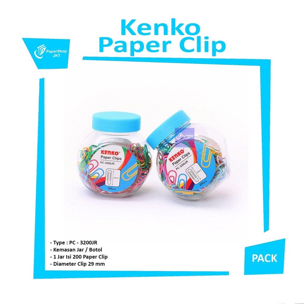 KENKO - Paper Clip - 3200JR Klip Kertas warna warni - Drum
