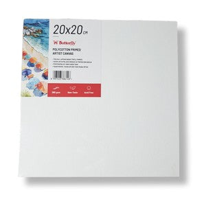 BUTTERFLY - Canvas Putih Kayu Spanram - Pcs - 20x20cm
