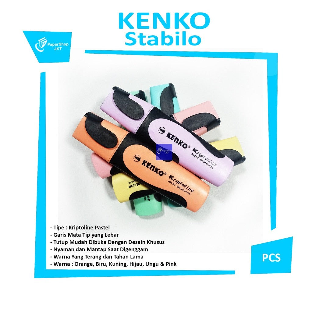 KENKO - Highlighter Kriptoline Pastel Warna - Pcs