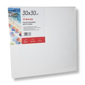 BUTTERFLY - Canvas Putih Kayu Spanram - Pcs - 30x30cm