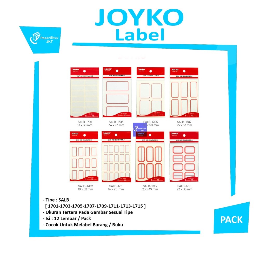 JOYKO - Self Adhesive Labels Salb 1701 - 1715 - Pad