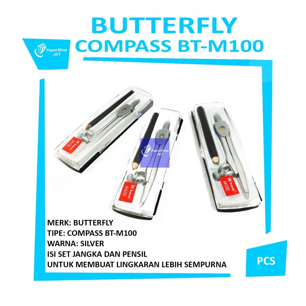 BUTTERFLY - Jangka Alat Pembuat Lingkaran BT M100 - Pcs