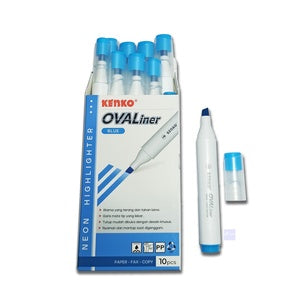 KENKO - Neon Higlighter Ovaliner 6 Warna - Pcs - Blue