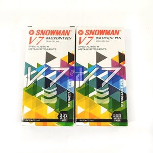 SNOWMAN - Pulpen Ballpoint Pen V-7 Semi Gel Ink Retractable - Pcs - Hitam