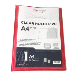 InterXFolder - Dokumen Clear Holder isi 20 Pocket A4 - PCS - Merah