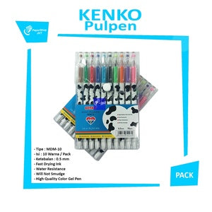 KENKO - Color Gel Pen Pena Jel Warna MDM-10 | 10 Warna - Pack