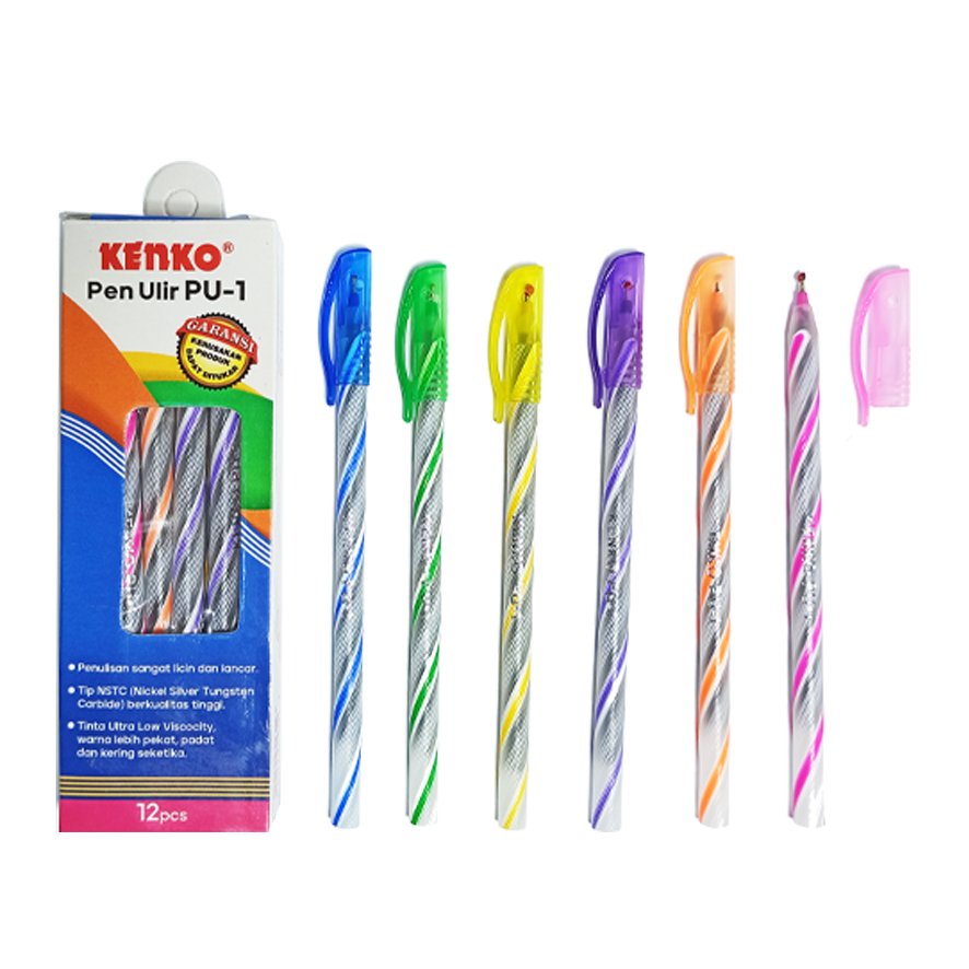 Kenko -Pulpen Pen Ulir PU-1 Black - Lusin
