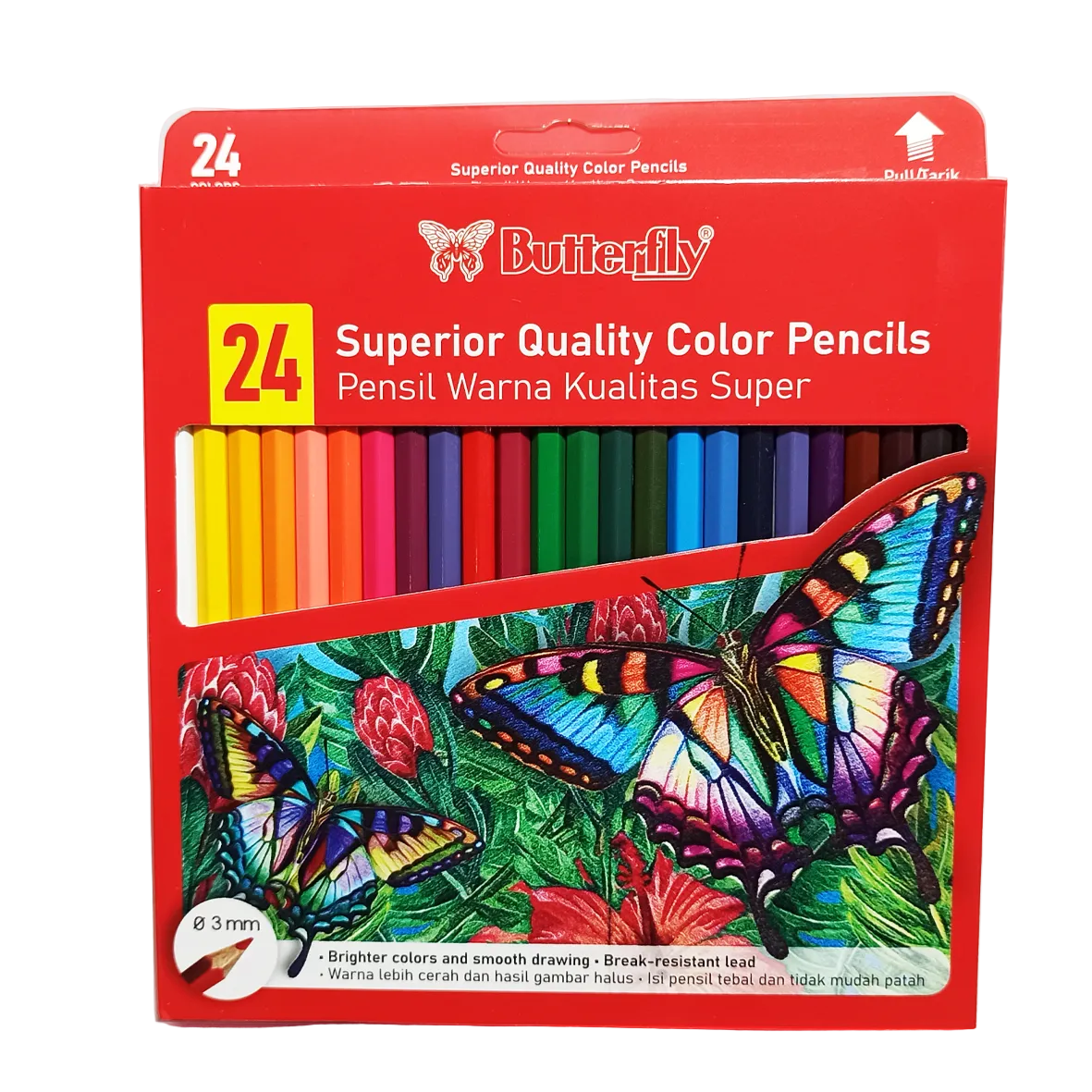 BUTTERFLY - Pensil Warna 24 Super Quality - Set
