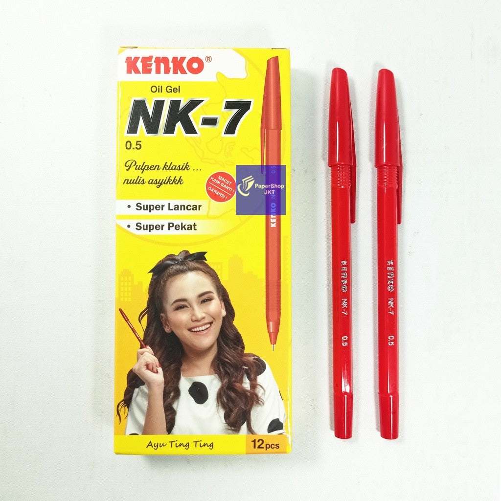 KENKO - nk-7 pen oil gel pulpen merah - pcs