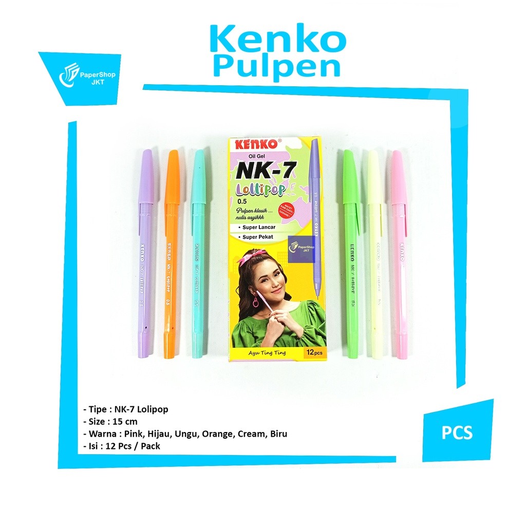 KENKO - Pulpen Pen Oil Gel Lolipop NK-7 Hitam - PCS