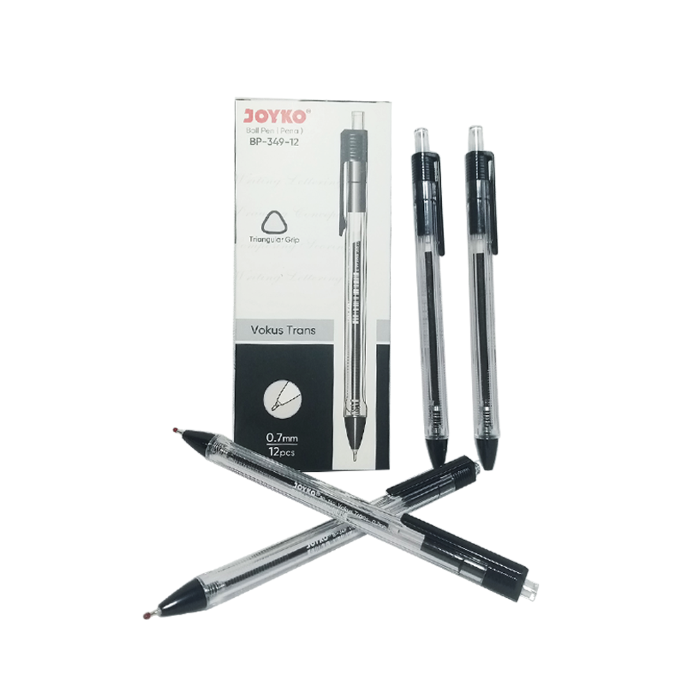 JOYKO - Ball Pen BP-349-12 Triangular Grip Vokus Trans - 12 Pcs - Lusin