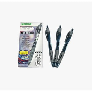 KENKO - Pulpen Varian Pena Gel Pen K1 0.5 mm Hitam dan Biru - Lusin / K1 Eco / Hitam