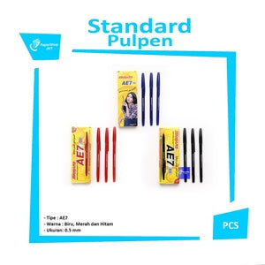 STANDARD - Pulpen Bolpen Ball Point AE7 0.5mm - Pcs - Biru