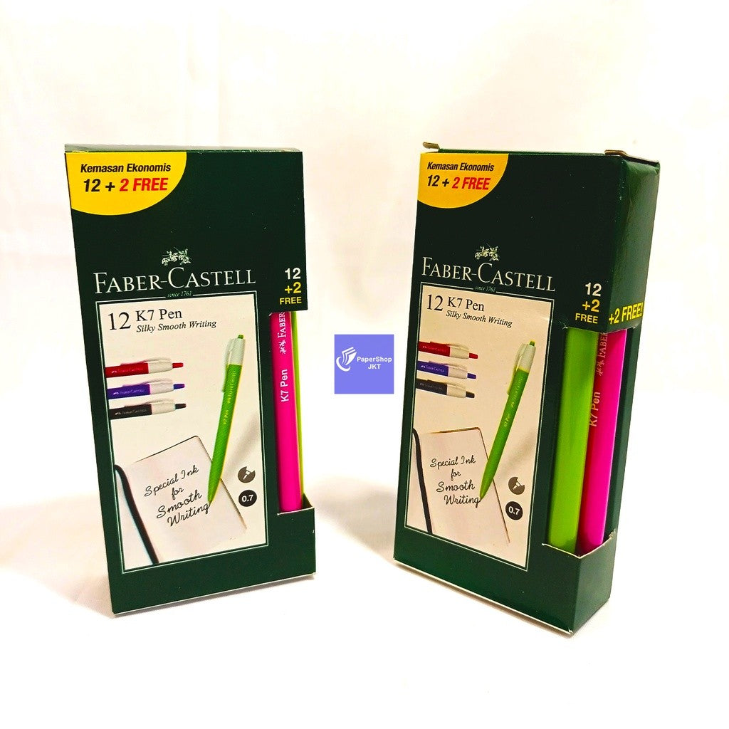 Faber Castell Pulpen Ballpoint K7 Pen 0.7mm Black Inkbox - Pcs