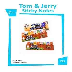 TOM & JERRY - Stick Marker Pembatas Buku Motif Animals isi 20 Sheets 15mm x 25mm - Pad - Ocean
