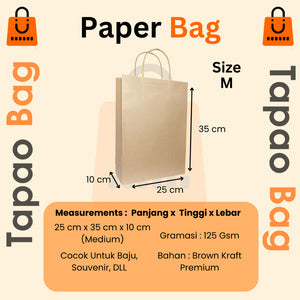 Paper Bag Brown Craft 125 Gsm - Lusin - MEDIUM