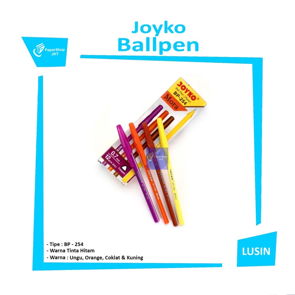 JOYKO - pulpen ball point bp-254 mora hitam - lusin