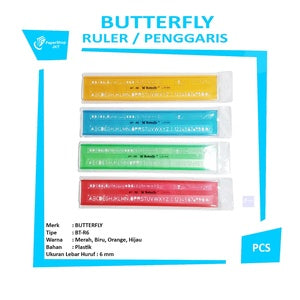 BUTTERFLY - Penggaris Sablon Huruf 6mm BT-R6 - Pcs