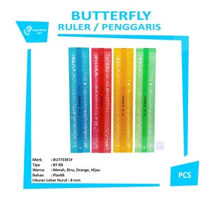 BUTTERFLY - Penggaris Sablon Huruf 8mm BT-R8 - Pcs