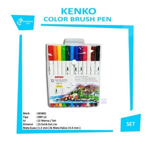 KENKO - Color Brush Pen DBP-12 Dual Tip 12 Warna - Set